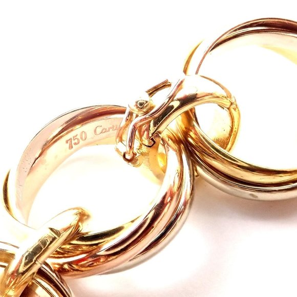 Authentic! Cartier Trinity 18k Multi Color Gold Round Wide Link Bracelet - Picture 6 of 12